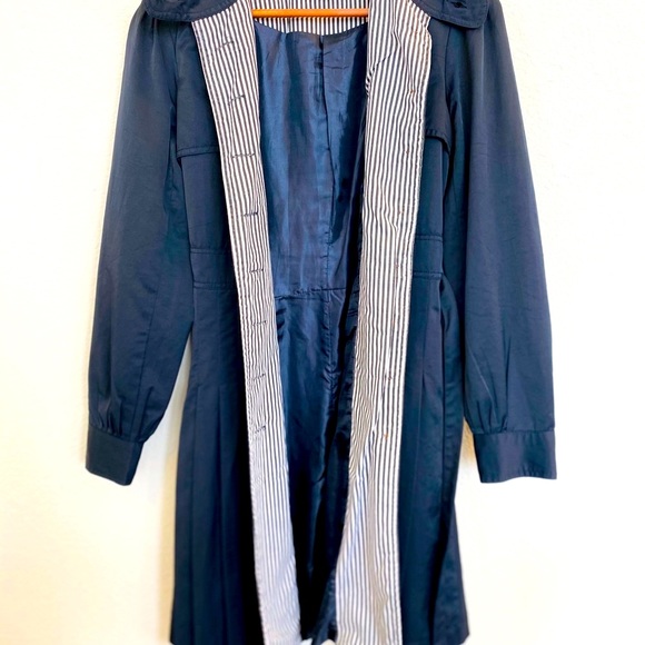 Hazel (Anthropology) Navy Trench Coat sz M, EUC - Picture 4 of 6